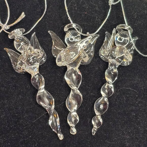 Lot Of 6 VTG Hand Blown Glass Angel Ornaments Musical Instruments - Picture 10 of 12